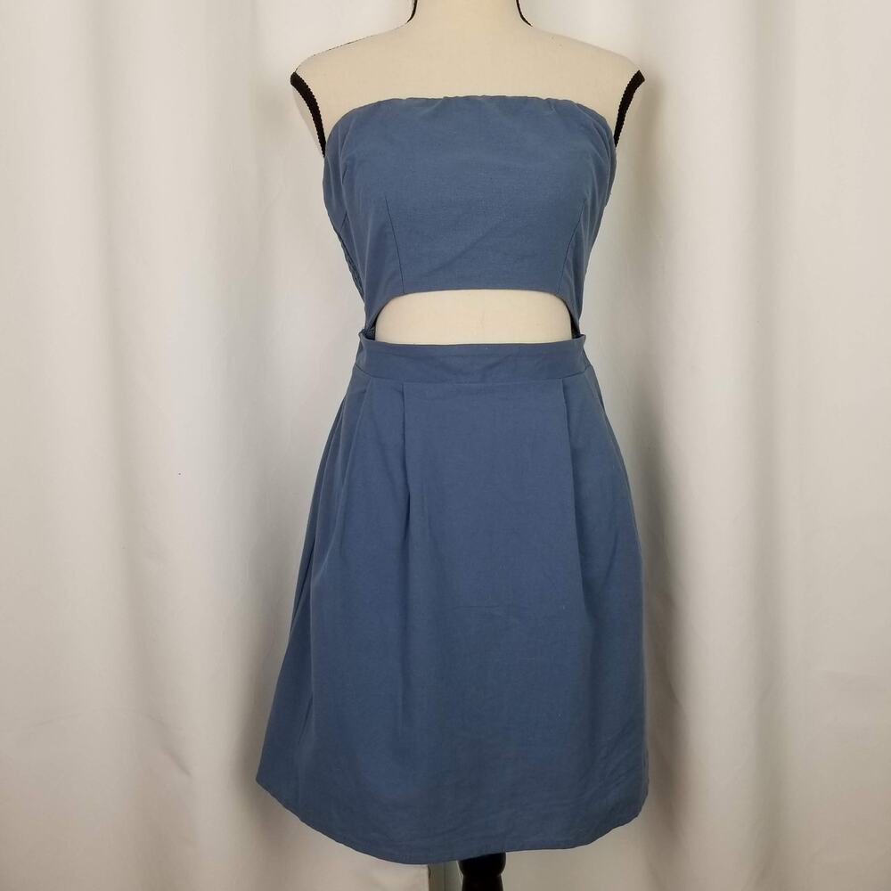 Mind Code Women Blue Dress - Strapless  - Size S
